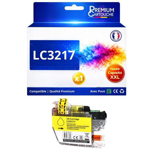 Cartouche LC3217 LC3217 compatible pour Brother MFC J5330DW J6530DW Jaune Haute capacité avec puce 550 pages