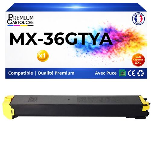 Toner compatible pour Sharp MX-36GTYA MX36GTYA Jaune 15000 Pages