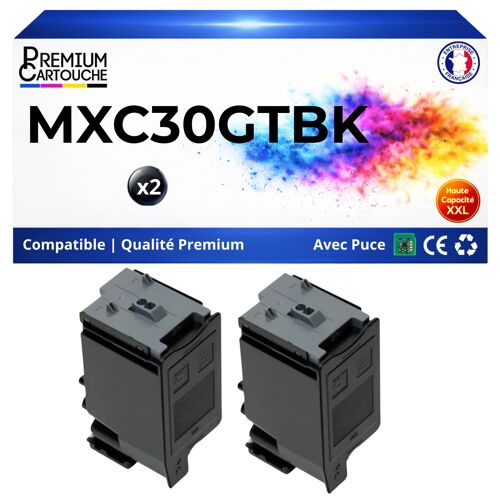 Pack de 2 Toners compatible pour Sharp MXC30GTB MX-C30GTB Noir 6000 Pages