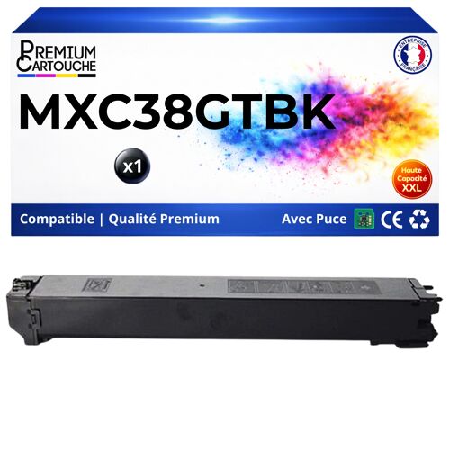 Toner compatible pour Sharp MXC38GTBA MX-C38GTBK Noir 10000 Pages