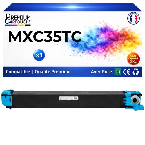 Toner compatible pour Sharp MXC35TC MX-C35TC Cyan 6000 Pages