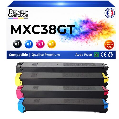 Pack de 4 Toners compatible pour Sharp MXC38GTBA MXC38GTC MXC38GTM MXC38GTY Noir Couleur