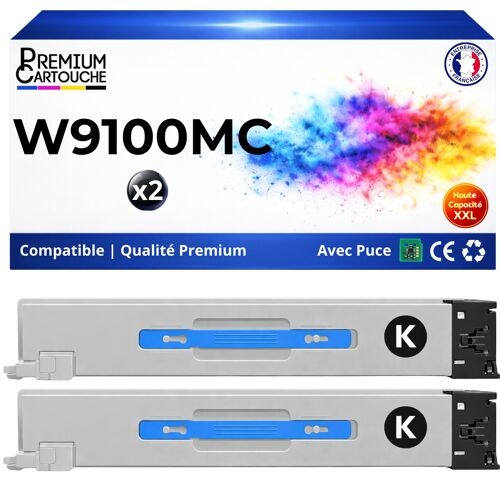 Pack de 2 Toners compatible pour HP W9100MC Noir 25000 Pages