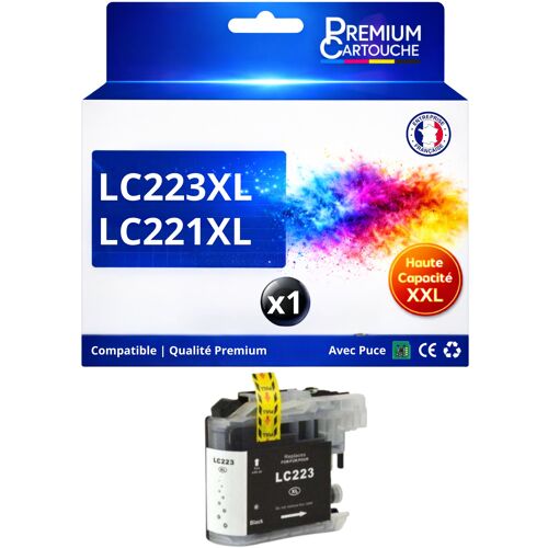 Cartouche encre LC223BK LC221BK compatible pour Brother noir Haute capacité avec puce 550 pages