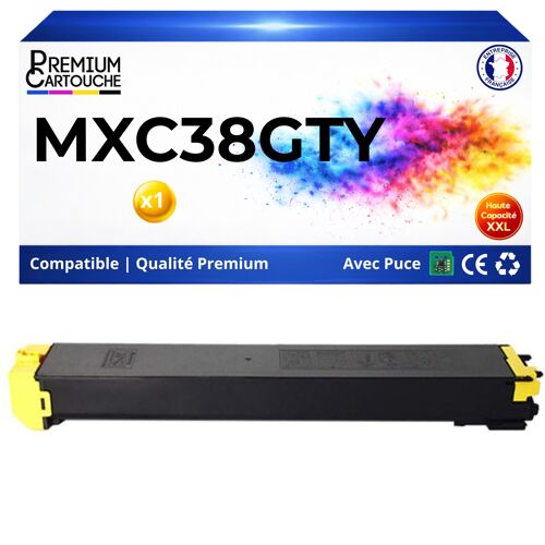 Toner compatible pour Sharp MXC38GTY MX-C38GTY Jaune 10000 Pages