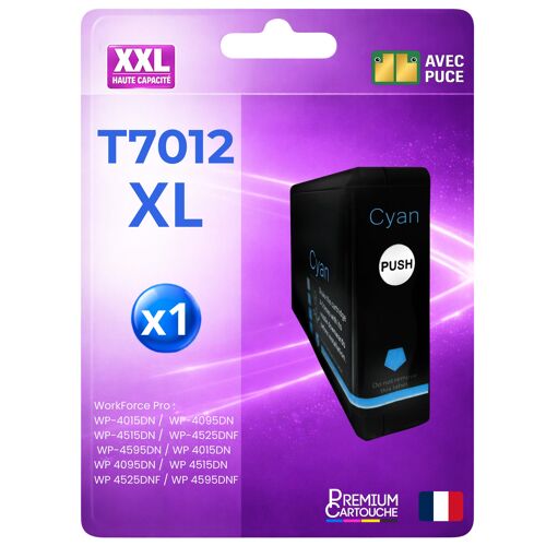 Cartouche compatible pour Epson C13T70124010 T7012 Cyan 3500 Pages