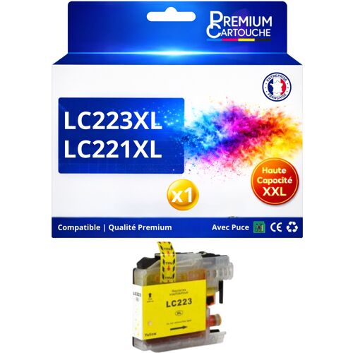 Cartouche encre LC223Y LC221Y compatible pour Brother jaune Haute capacité avec puce 550 pages