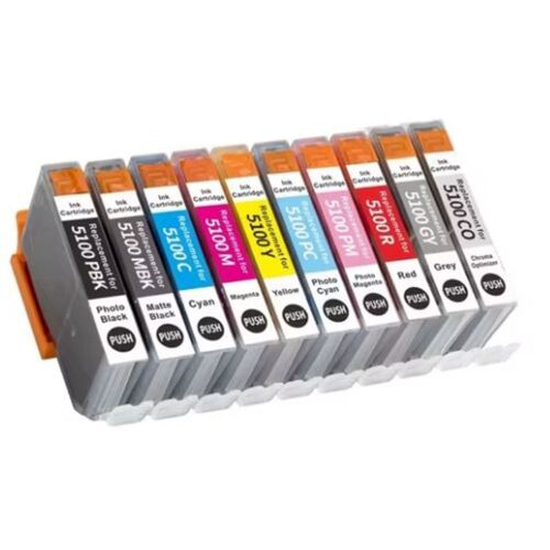 Pack de 10 Cartouches compatible pour PFI5100 Noir et Couleurs