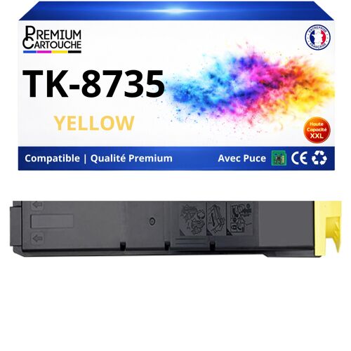 Toner TK8735 TK8735Y 1T02XNANL0 compatible pour Kyocera 7052 8052 Jaune Haute capacité avec puce 40000 pages