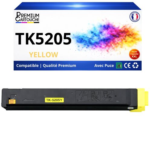 Toner TK-5205Y TK5205Y 1T02R5ANL0 compatible pour Kyocera 306 356 406 Jaune Haute capacité avec puce 12000 pages