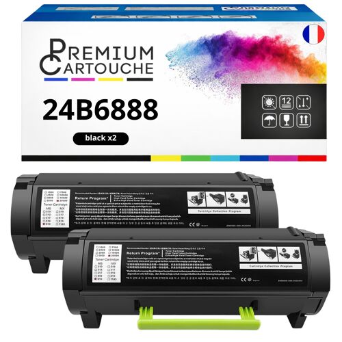 Pack de 2 Toners compatible pour Lexmark 24B6888 Noir 21 000 Pages