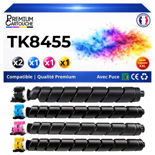 Pack de 8 Toners compatible pour Kyocera TK-8455 Noir et Couleurs