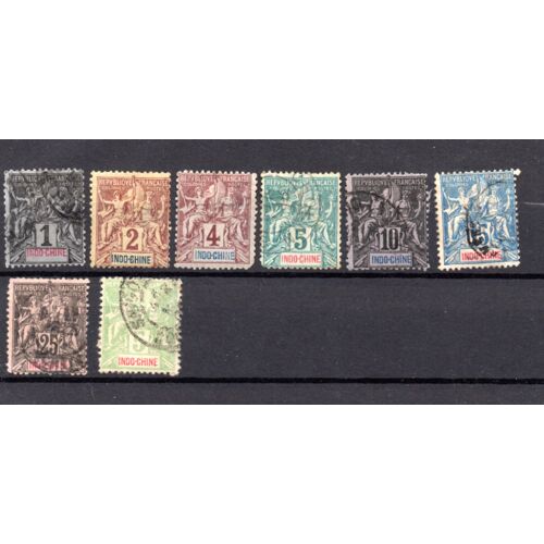 Timbres Indochine N° 3, 4, 5, 6, 7, 8, 10, 17