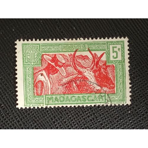 Timbre Madagascar Y T 164 Zébu (Bos Primigenius Indicus) 1930 (090610 )