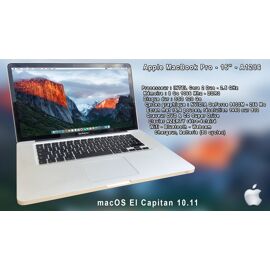 Apple MacBook Pro - 15" - A1286 - INTEL Core 2 Duo - 2.5 GHz - 8 Go RAM - SSD 120 Go