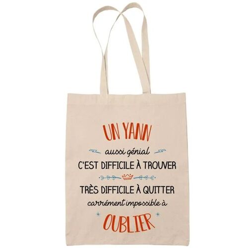 Tote Bag Un Yann Aussi Génial Sac Cabas Coton Fairtrade Réutilisable pour Courses, Travail ou Transport ¿ Cadeau Original Famille