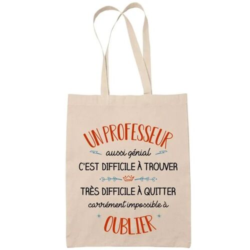 Tote Bag Un Prof Aussi Génial Sac Cabas Coton Fairtrade Réutilisable pour Courses, Travail ou Transport ¿ Cadeau Original Famille