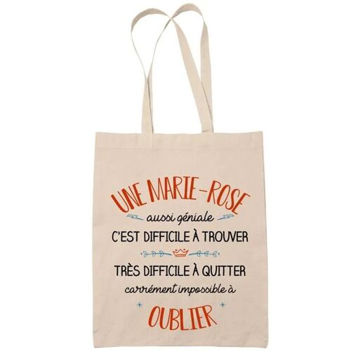 Tote Bag Une Marie-Rose Aussi Géniale Sac Cabas Coton Fairtrade Réutilisable pour Courses, Travail ou Transport ¿ Cadeau Original