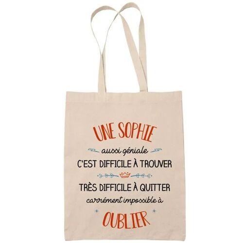 Tote Bag Une Sophie Aussi Géniale Sac Cabas Coton Fairtrade Réutilisable pour Courses, Travail ou Transport ¿ Cadeau Original