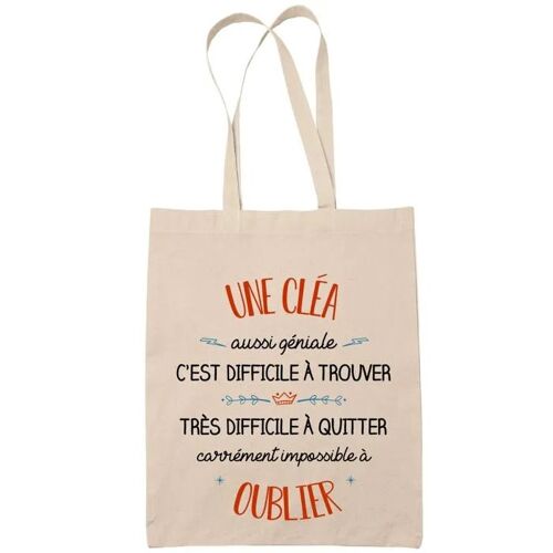 Tote Bag Une Cléa Aussi Géniale Sac Cabas Coton Fairtrade Réutilisable pour Courses, Travail ou Transport ¿ Cadeau Original Famille