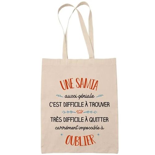 Tote Bag Une Samia Aussi Géniale Sac Cabas Coton Fairtrade Réutilisable pour Courses, Travail ou Transport ¿ Cadeau Original