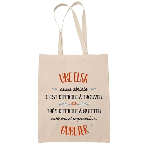 Tote Bag Une Elsa Aussi Géniale Sac Cabas Coton Fairtrade Réutilisable pour Courses, Travail ou Transport ¿ Cadeau Original Famille