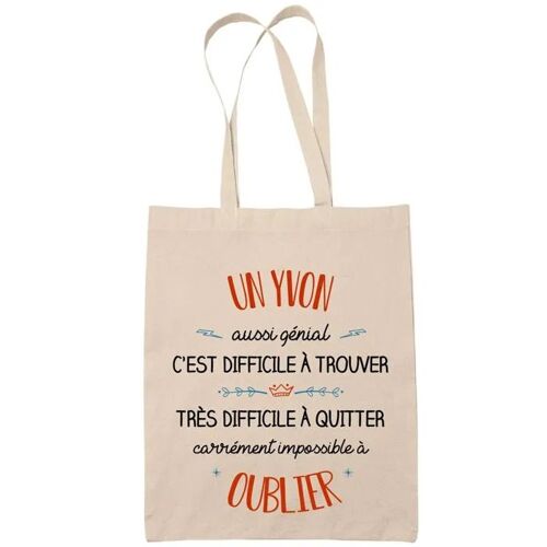 Tote Bag Un Yvon Aussi Génial Sac Cabas Coton Fairtrade Réutilisable pour Courses, Travail ou Transport ¿ Cadeau Original Famille