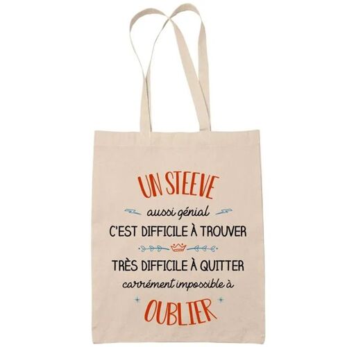 Tote Bag Un Steeve Aussi Génial Sac Cabas Coton Fairtrade Réutilisable pour Courses, Travail ou Transport ¿ Cadeau Original Famille