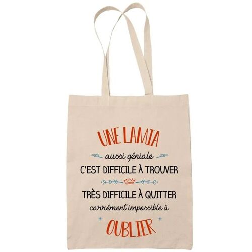 Tote Bag Une Lamia Aussi Géniale Sac Cabas Coton Fairtrade Réutilisable pour Courses, Travail ou Transport ¿ Cadeau Original