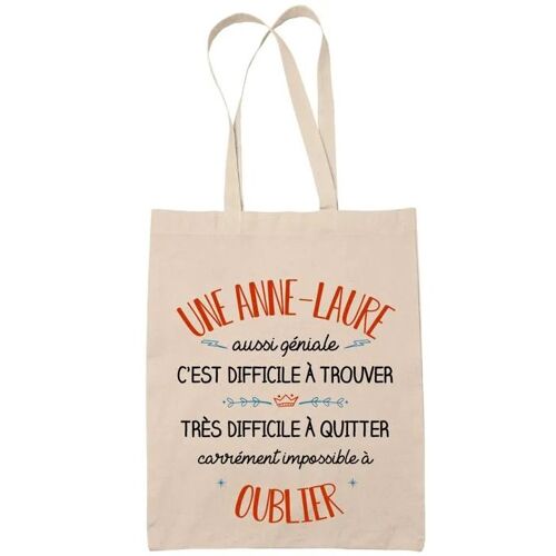 Tote Bag Une Anne-Laure Aussi Géniale Sac Cabas Coton Fairtrade Réutilisable pour Courses, Travail ou Transport ¿ Cadeau Original