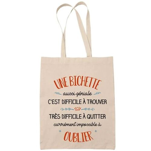 Tote Bag Une Bichette Aussi Géniale Sac Cabas Coton Fairtrade Réutilisable pour Courses, Travail ou Transport ¿ Cadeau Original