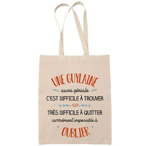Tote Bag Une Guylaine Aussi Géniale Sac Cabas Coton Fairtrade Réutilisable pour Courses, Travail ou Transport ¿ Cadeau Original