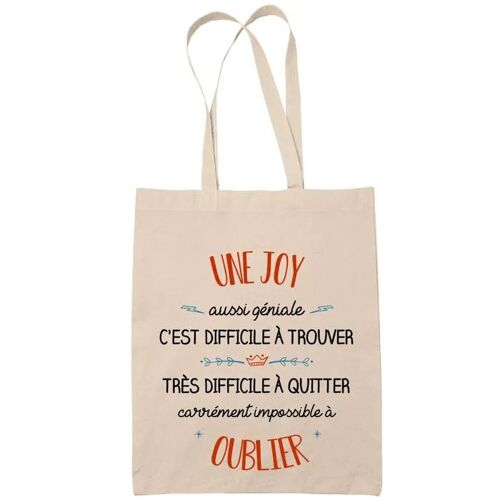 Tote Bag Une Joy Aussi Géniale Sac Cabas Coton Fairtrade Réutilisable pour Courses, Travail ou Transport ¿ Cadeau Original Famille