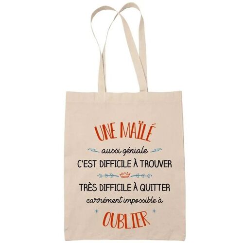 Tote Bag Une Maïlé Aussi Géniale Sac Cabas Coton Fairtrade Réutilisable pour Courses, Travail ou Transport ¿ Cadeau Original
