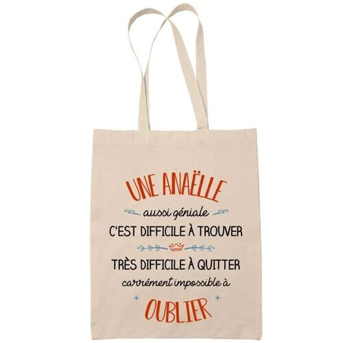 Tote Bag Une Anaëlle Aussi Géniale Sac Cabas Coton Fairtrade Réutilisable pour Courses, Travail ou Transport ¿ Cadeau Original