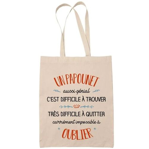 Tote Bag Un Papou Aussi Génial Sac Cabas Coton Fairtrade Réutilisable pour Courses, Travail ou Transport ¿ Cadeau Original Famille