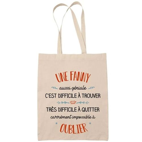Tote Bag Une Fanny Aussi Géniale Sac Cabas Coton Fairtrade Réutilisable pour Courses, Travail ou Transport ¿ Cadeau Original