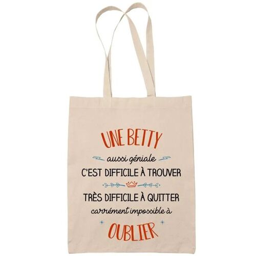 Tote Bag Une Betty Aussi Géniale Sac Cabas Coton Fairtrade Réutilisable pour Courses, Travail ou Transport ¿ Cadeau Original