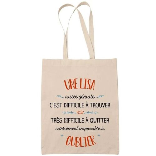 Tote Bag Une Lisa Aussi Géniale Sac Cabas Coton Fairtrade Réutilisable pour Courses, Travail ou Transport ¿ Cadeau Original Famille