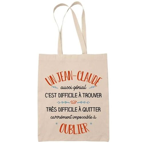 Tote Bag Un Jean-Charles Aussi Génial Sac Cabas Coton Fairtrade Réutilisable pour Courses, Travail ou Transport ¿ Cadeau Original