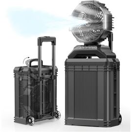 Ventilateur brumisateur portable 4Gal batterie 40000mAh rechargeable avec poignée rétractable oscillant, ventilateur extérieur camping terrasse plage pêche golf voyage