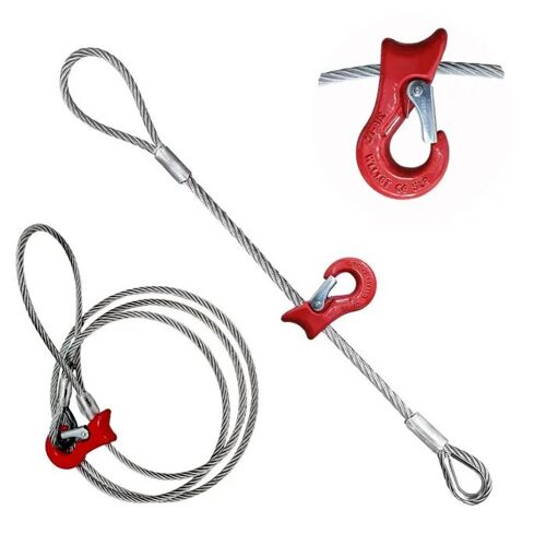 Élingue de Levage Industrielle 3M - Câble Acier 9,6mm, Charge 3,6T, Structure 7x19 IWRC, Crochet Glissière, Acier Galvanisé.