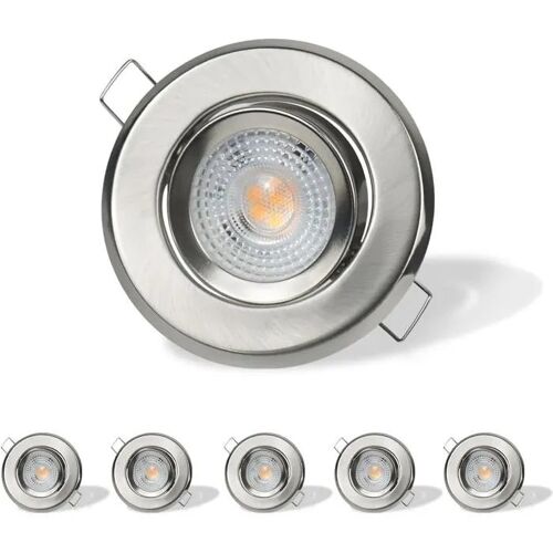 Lot De 6 Spots Led Encastrables Orientables 7w - Lumière Chaude 3000k, Dimmable, Ip44, Ø90mm, Argenté, Pour Intérieur (Salon,¿.