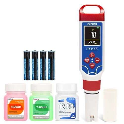 Testeur Multifonction 5 en 1 YZ: pH, TDS, EC, Température & Sel - Écran Couleur, Réinitialisation - Pour Piscine, Aquarium,¿.