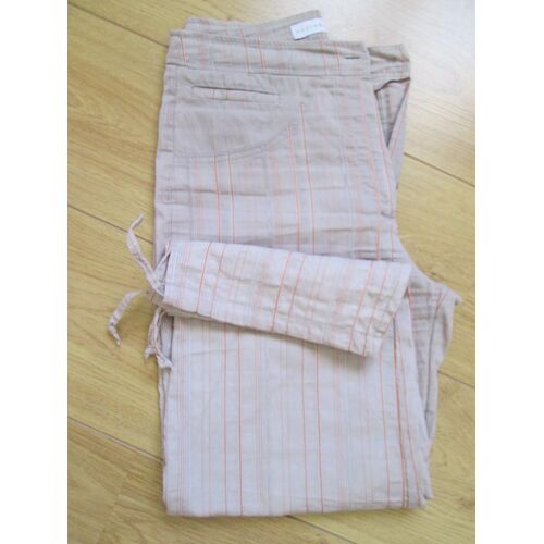 Pantacourt Gris Rayures Orange Femme Taille 38