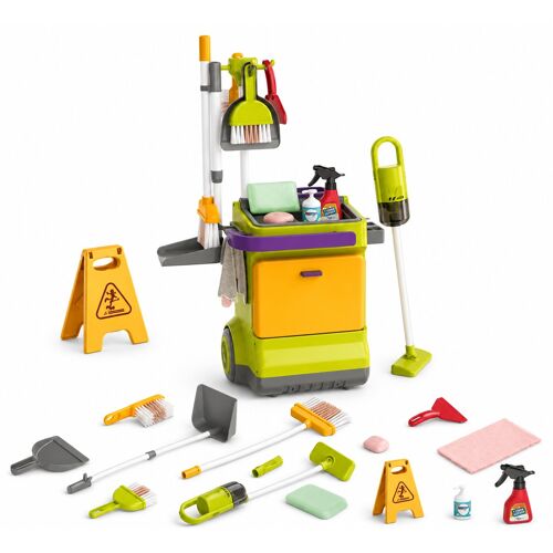 Chariot de Ménage Enfant 20 Pièces – Balai, Serpillière, Pelle, Brosse – Jeu d'Imitation Éducatif