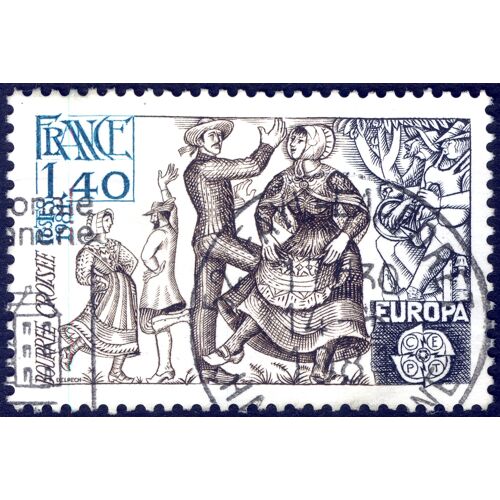 Timbre Oblitéré France , Europa Cept , Bourrée Croisée , Postes 1981 , 1.40