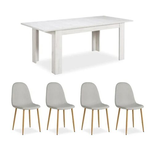 Table repas extensible 160x90 4 chaises grises