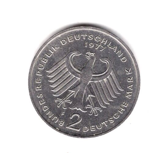 Piece De Monnaie Allemagne 2 Marks 1977 Cupronickel Km 124 Poids 7.00 G Diametre 26.75 Mm