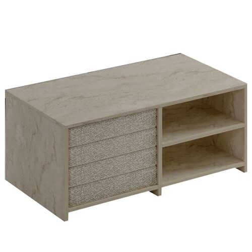 Table basse en bois "Gord" - 90 x 45 x 44 cm - Travertin